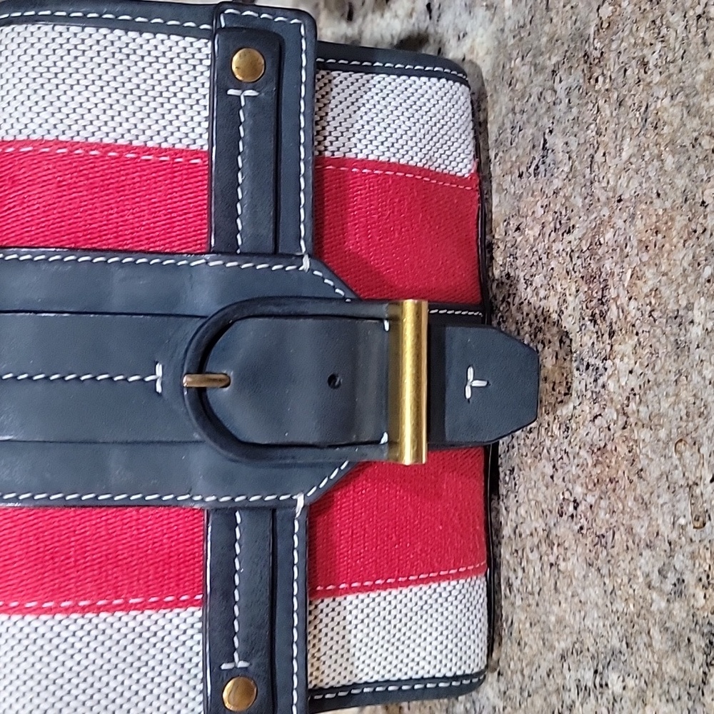 TORY BURCH EUC Maritime Stripe Crossbody Bag, Navy/Ivory/Red - Picture 3 of 14